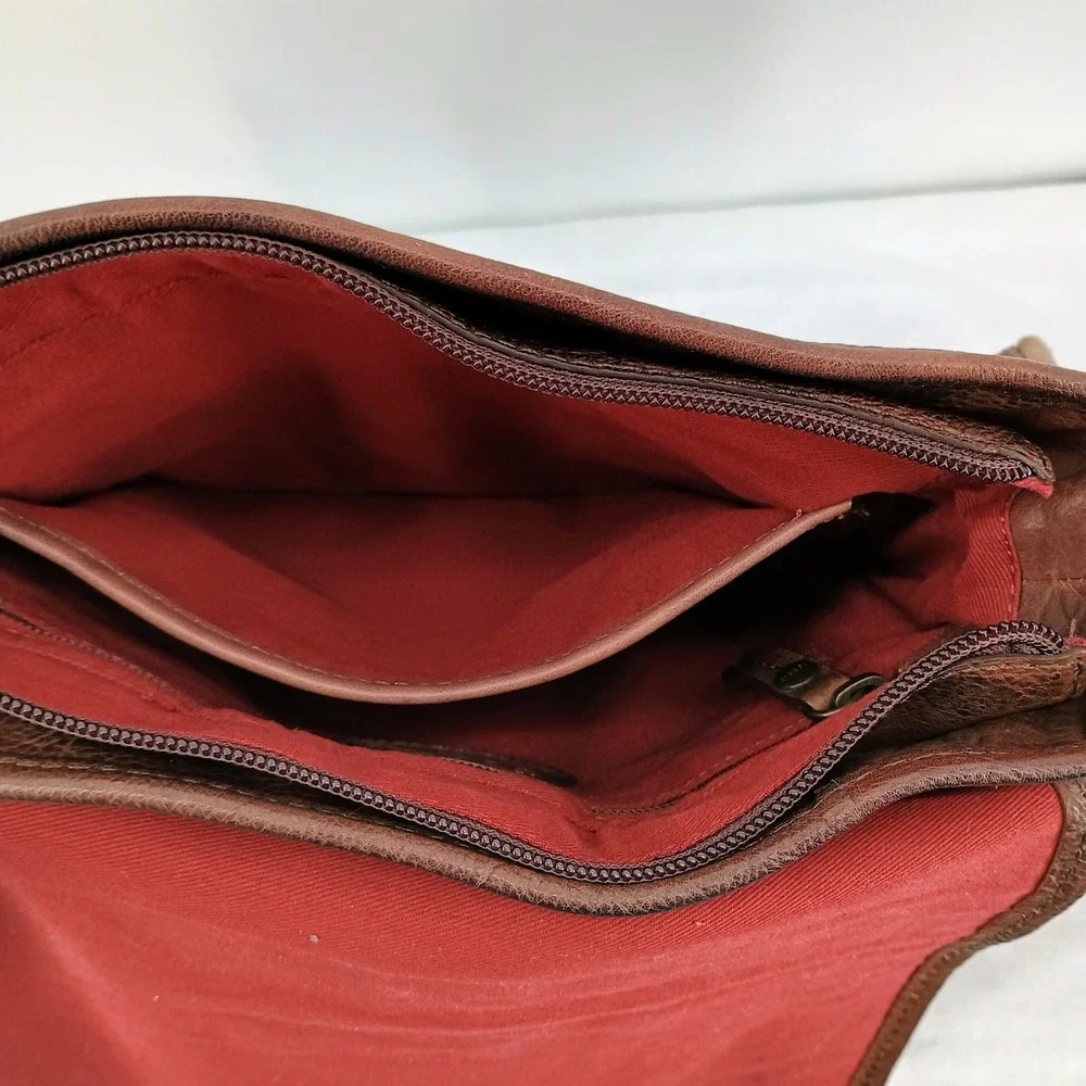 Fossil Max LTR City Bag MBG1311 Brown Distressed Leather Messenger Crossbody